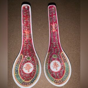 Pair of Asian Porcelain Soup Spoon Made in China